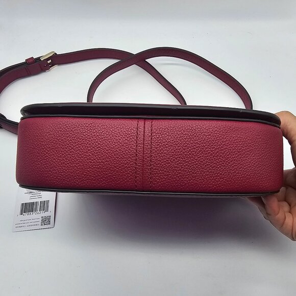 Kate Spade Blake Pebbled Leather Saddle Bag WKR00560 Cranberry - Picture 4 of 11